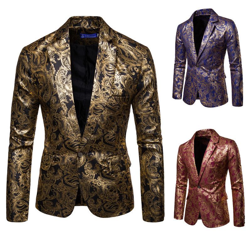 CT Herren 2025 Herbst Winter Neu Glänzend Goldfolie Bedruckter Smoking für Trauzeugen Slim Fit Trendy Blazer_voghion.com