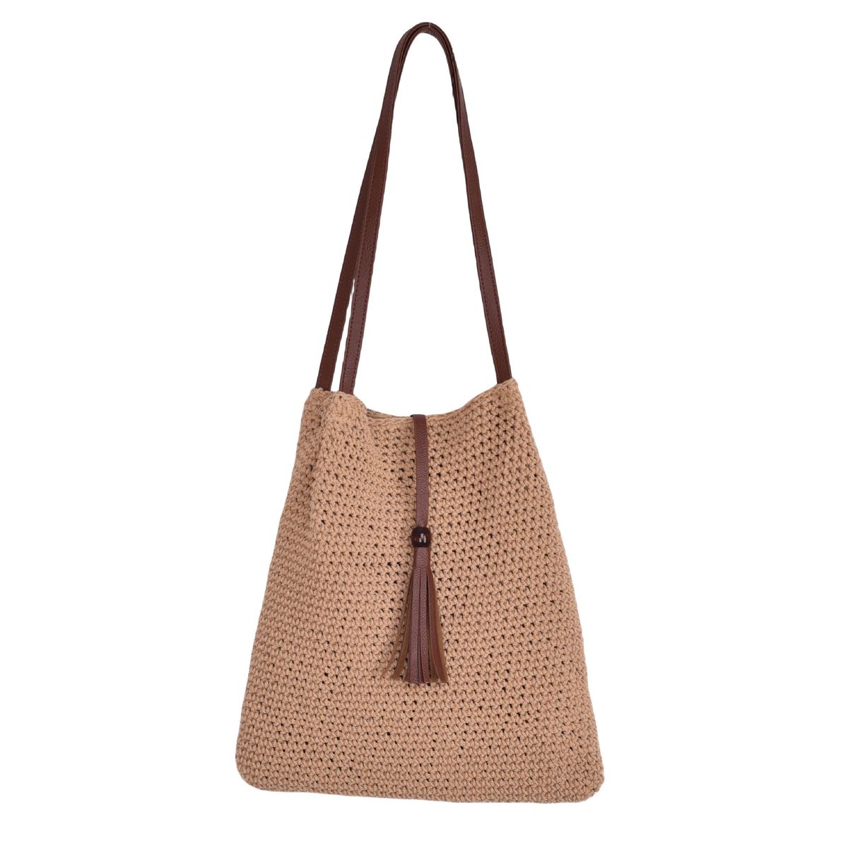 Handgemachte Baumwolle Häkelperlen Hängequaste grenzüberschreitende Großhandel Strohweberei One-Shoulder-Handtasche Crossbody Net Promi Urlaub Damentasche_voghion.com