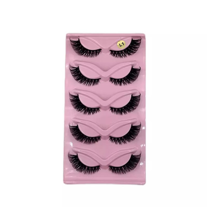 Eyelashes Set 5 Pairs Of Russian Curled Slanted Flying New Style False Eyelashes Multi Layer Three Dimensional Thick Cross Cat Eye Mink Eyelashes_voghion.com