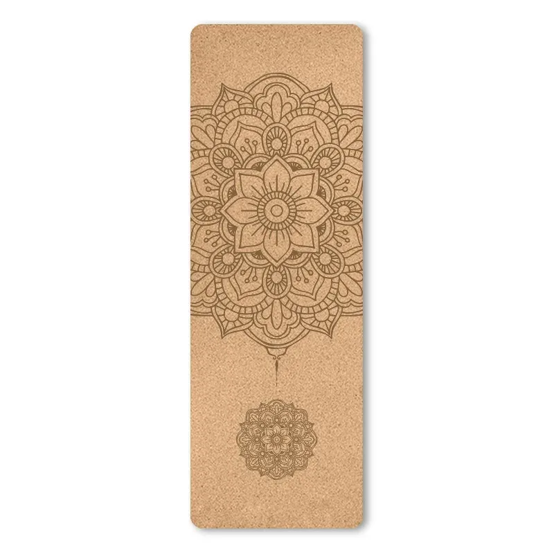 5mm Natural Cork TPE Yoga Mat 183*61cm Fitness Mats Gym Pilates Pad Training Exercise Sport Mat with Position Body Line_voghion.com