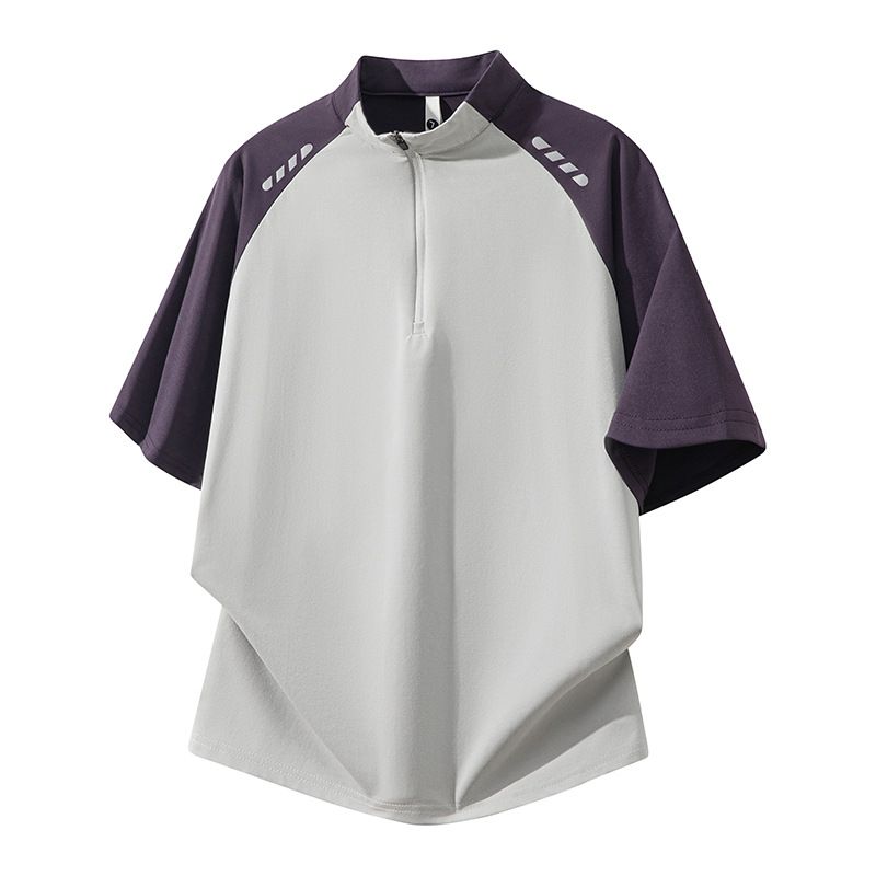 Maglia da uomo per corsa, fitness e basket, riflettente, a maniche lunghe, con mezza cerniera, ad asciugatura rapida, protezione solare autunnale_voghion.com