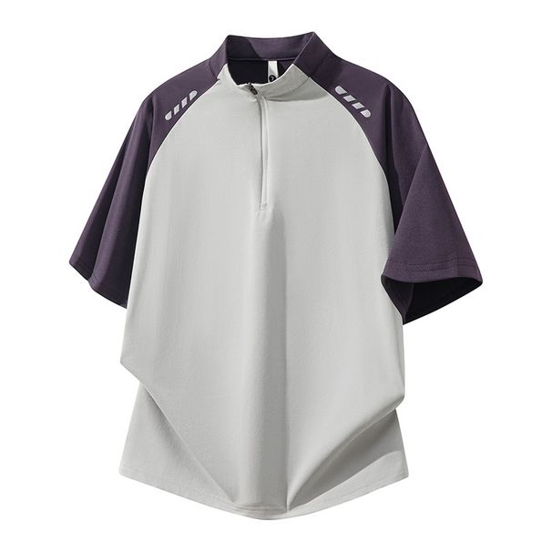 Maglia da uomo per corsa, fitness e basket, riflettente, a maniche lunghe, con mezza cerniera, ad asciugatura rapida, protezione solare autunnale_voghion.com