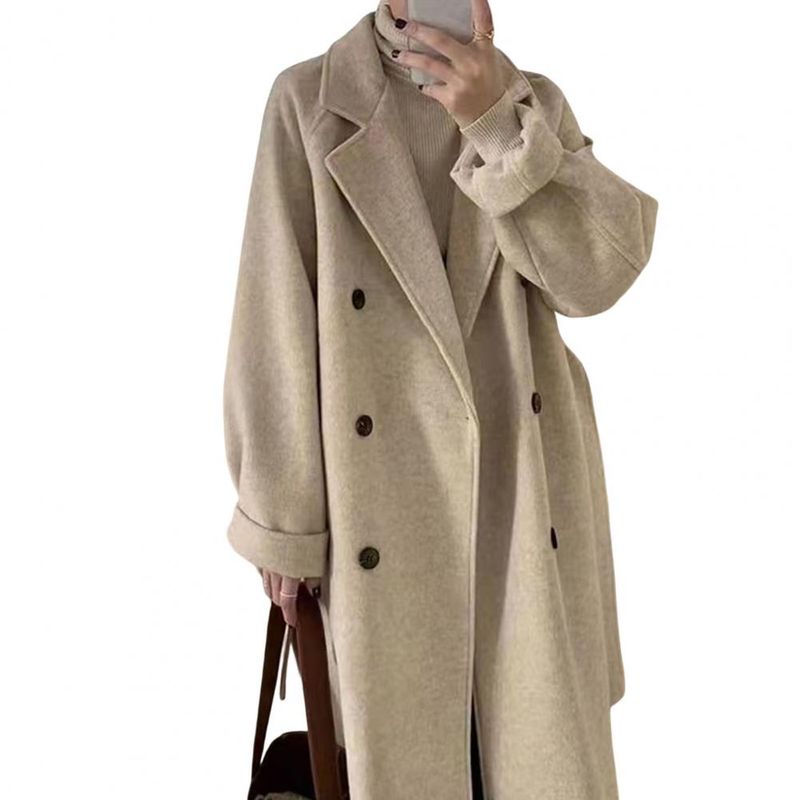 RDMQ 2023 Donne Cappotto di Lana Lavabile Alla Moda Bottoni Cintura Soprabito Autunno Inverno Donna Capispalla Manica Lunga Streetwear_voghion.com