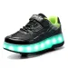 Copii două roți luminoase strălucitoare adidași negru roz lumină role skate copii LED pantofi băieți fete USB încărcare_voghion.com