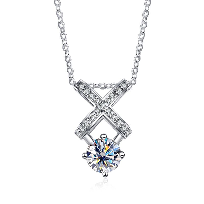 Tancise Sterling Silber 0,5 Karat Mossanit Halskette Schlüsselbein Kette Entworfen Funkelnde Hochzeit Party Edlen Schmuck_voghion.com