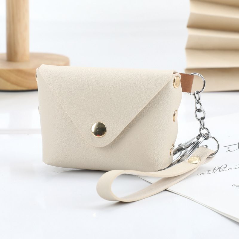 Bag Charms Creative Hand Strap Keychain Coin Purse With Lobster Buckle Bag Pendant Leather Car Key Solid Color Storage Small Wallet_voghion.com