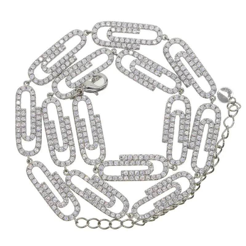 Catene 2022 Gioielli di moda per donna e uomo di alta qualità Micro Pave Sparkling Bling Zirconia cubica Cz Spilla di sicurezza Fermaglio per carta_voghion.com