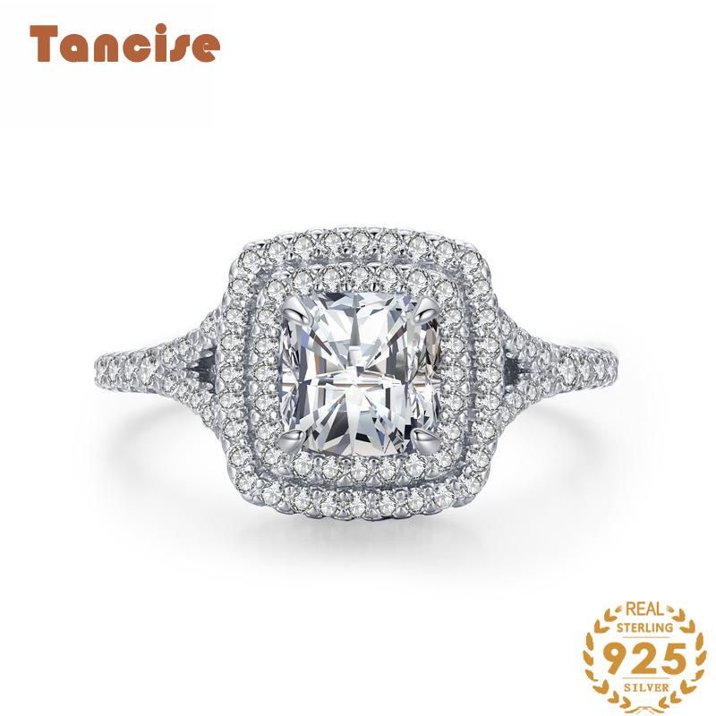 Tancise Anello in argento con zirconi classici Gioielli da donna Promessa di nozze Regalo per feste_voghion.com