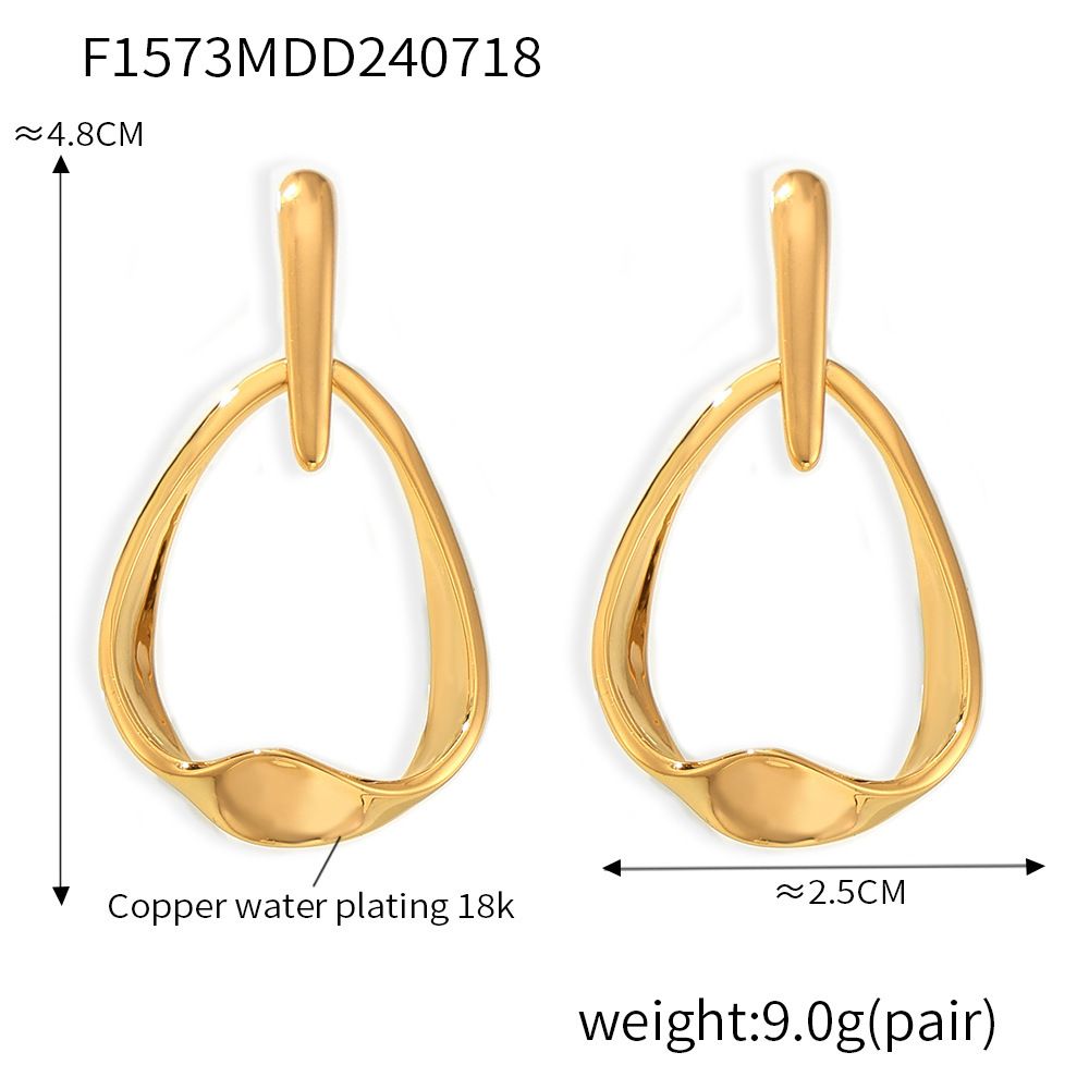Geometrische Hohlohrringe Fette Wassertropfenohrringe Personalisiertes Design Kupfermaterial Überzogene Ohrringe Damen_voghion.com