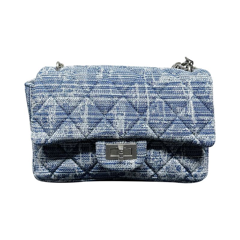 Catena per donna 2024 Nuova borsa quadrata piccola a tracolla monospalla in tessuto denim Xiangfeng Nine Ball Fat Boy_voghion.com