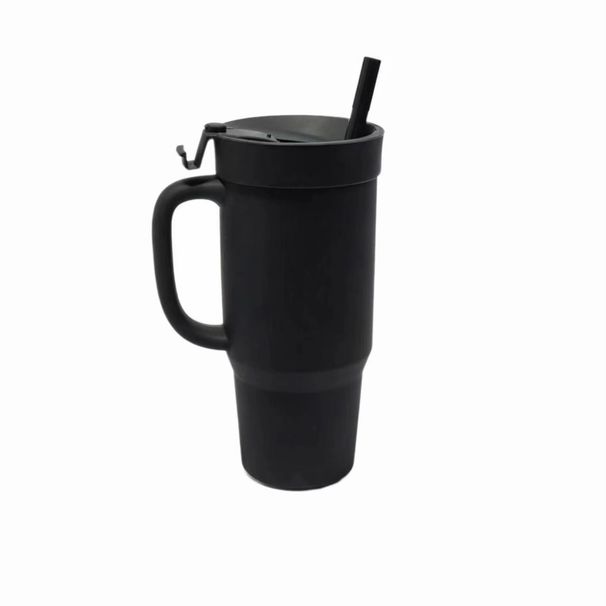 Tazza da caffè con cannuccia di colore misto, resistente alle rotture e alle scottature, grande capacità, 950 ml, in silicone di qualità per giardino domestico_voghion.com
