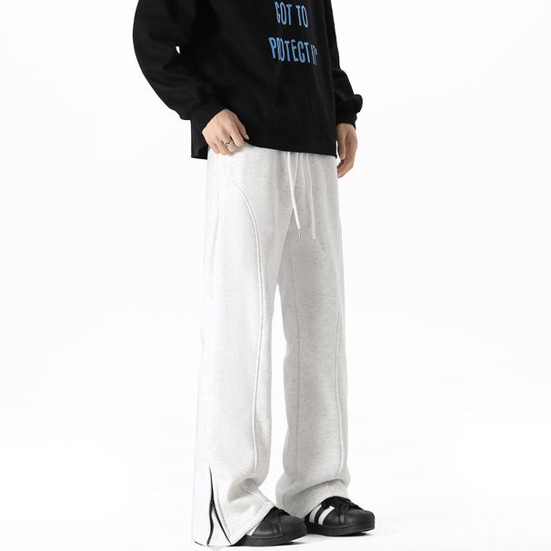 Erkek Ağır Kesim Bölünmüş Paçalı Jogger Pantolon - Fermuar Detaylı Amerikan Cleanfit Tarzı Eşofman Altı (3 Renk, M-XXL)_voghion.com