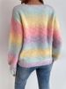 Pullover für Damen 2024 neuer unregelmäßiger Farbverlauf-Regenbogen-V-Ausschnitt-Mohair-Strickpullover_voghion.com