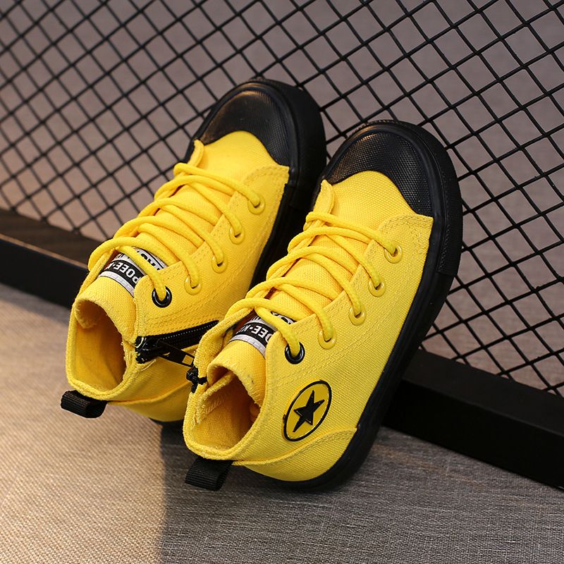 Students Girls Boys Canvas Kids Non-slip Leisure Shoes High-top Children Sports Board Footwear flat Wear-resistant_voghion.com