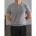 Herrenbekleidung Muster Textur Lässiges T-Shirt mit einfachem Kragen Einfarbig Locker Vielseitiger Kurzarmpullover_voghion.com