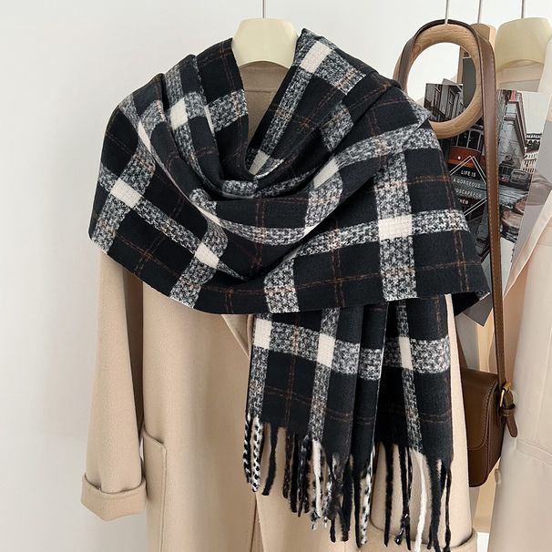 Scarf för kvinnor 2024 höst och vinter ny koreansk version rutig scarf mångsidig mellan till lång stil, bärs som en_voghion.com