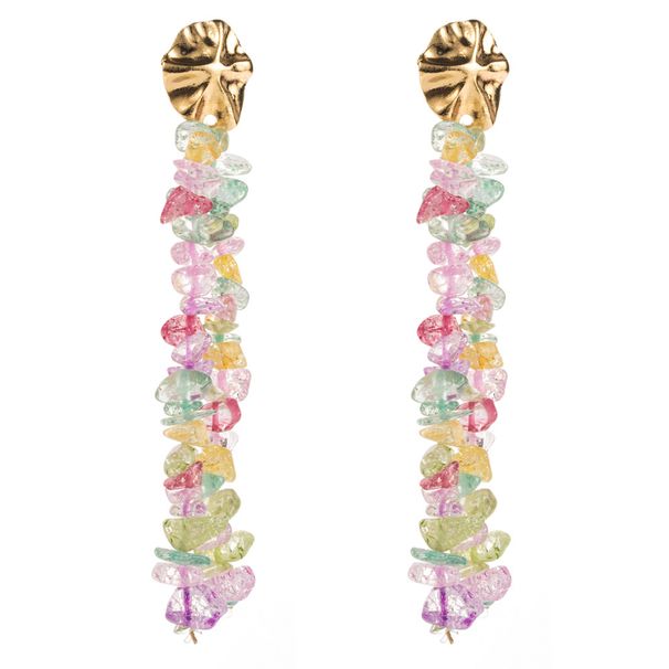 Orecchini a forma di ago d'argento con perline colorate fatte a mano e nappa lunga in stile fata per le vacanze, stile S, per le donne_voghion.com