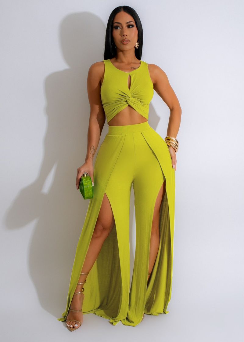 Women's clothing casual suit split vest wide leg pants two-piece set_voghion.com