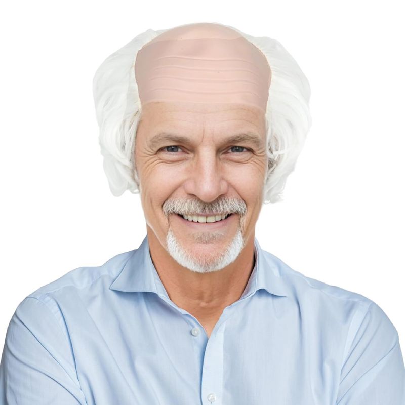 Newlon old man bald wig funny bald wig bald men's wig children's performance props_voghion.com