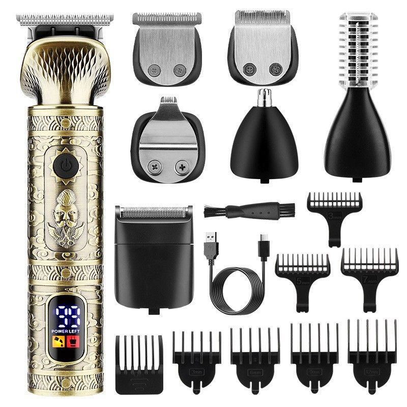7-in-1 Multifunctional Grooming Kit – Electric Shaver, Hair Clipper & Nose Trimmer With 120min Fast Charge (Bronze/Gunmetal/Waterproof)_voghion.com