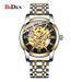 BIDEN Orologio meccanico classico di lusso con quadrante in diamanti, lancette luminose, orologio automatico scheletrato in oro da uomo, cinturino in acciaio inossidabile_voghion.com