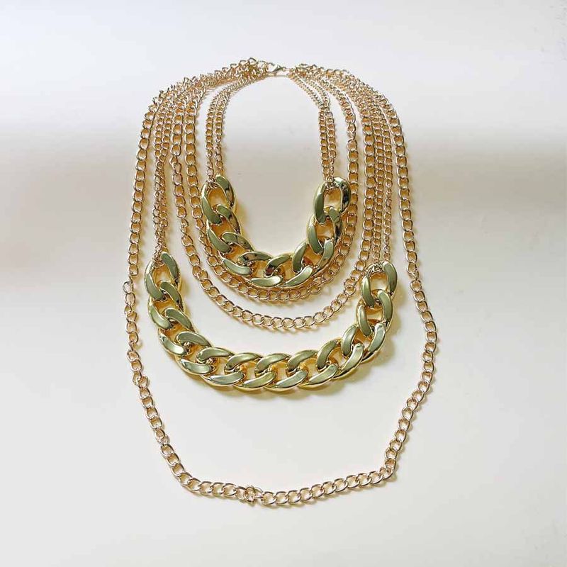 Minimalist Punk Multi-layer Necklace For Women, Unique Exaggerated Necklace, Sweater Chain_voghion.com