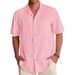 Herrenbekleidung Hemd Herren Casual Kubanischer Kragen Kurzarmhemd Button-Down Baumwolle Sommer Strandurlaub Hawaiihemd Männer_voghion.com
