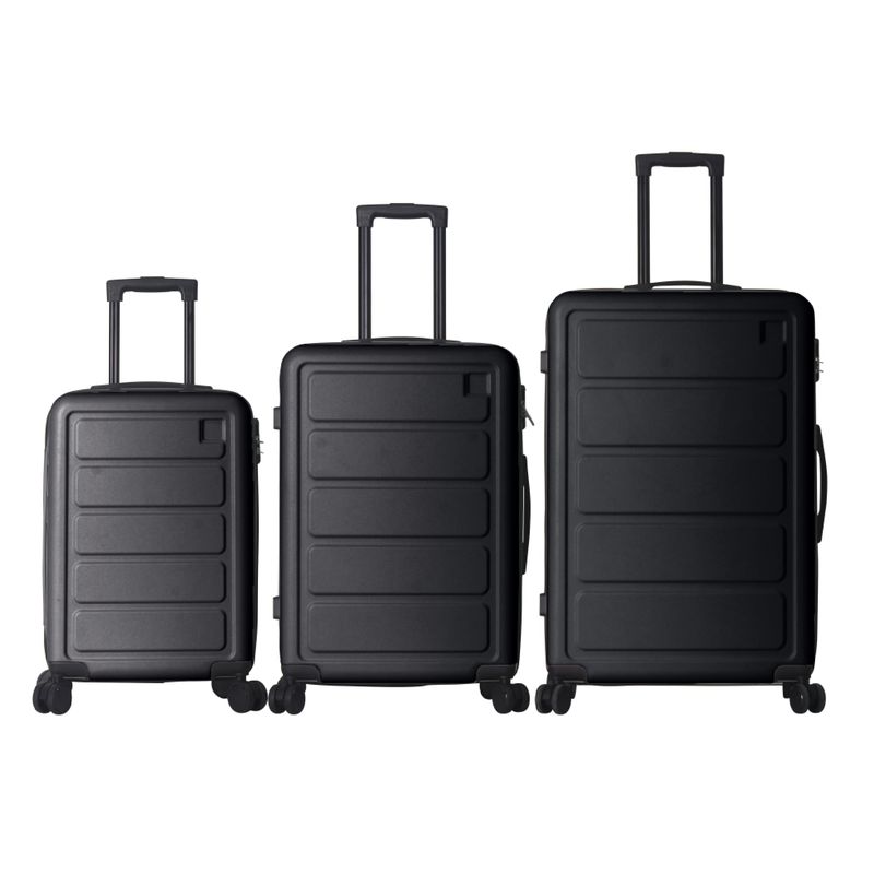 Luggage Sets ABS Hardshell 3pcs Luggage, Lightweight Durable Suitcase Sets Spinner Wheels Suitcase 20''24''28'' (BLACK)_voghion.com