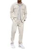 Men's Casual Sports Two Piece Suit Simple Button Pocket Lapel Jacket Straight Pants Suit_voghion.com
