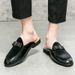 Wind Plus Size Half Slippers Without Heels, Bean Men's Autumn And Winter Lazy Shoes, Casual Leather Shoes For One Foot_voghion.com