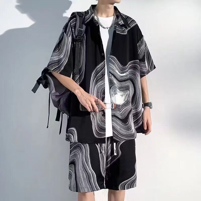 Vêtements pour hommes été style hawaïen chemise costume hommes vacances d'été décontracté à manches courtes shorts plage fleur chemise_voghion.com
