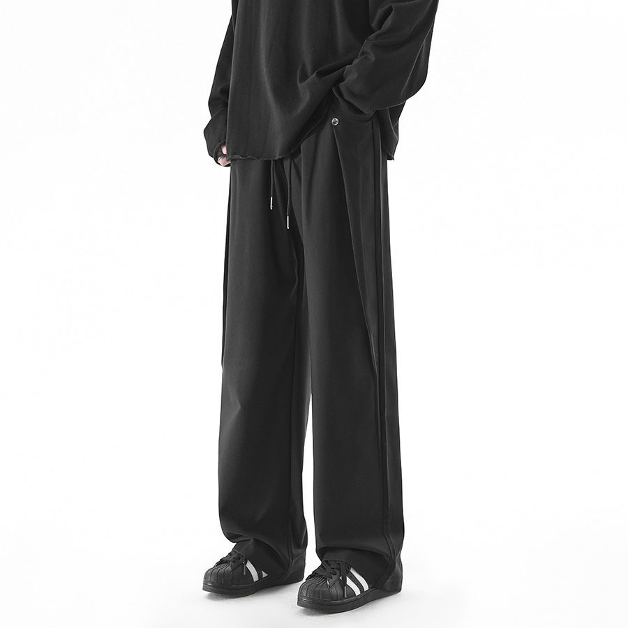 Sommer Neue Trendy Marke Ice Silk Herren Lose Weite Bein Gerade Bein Casual Lange Hosen_voghion.com