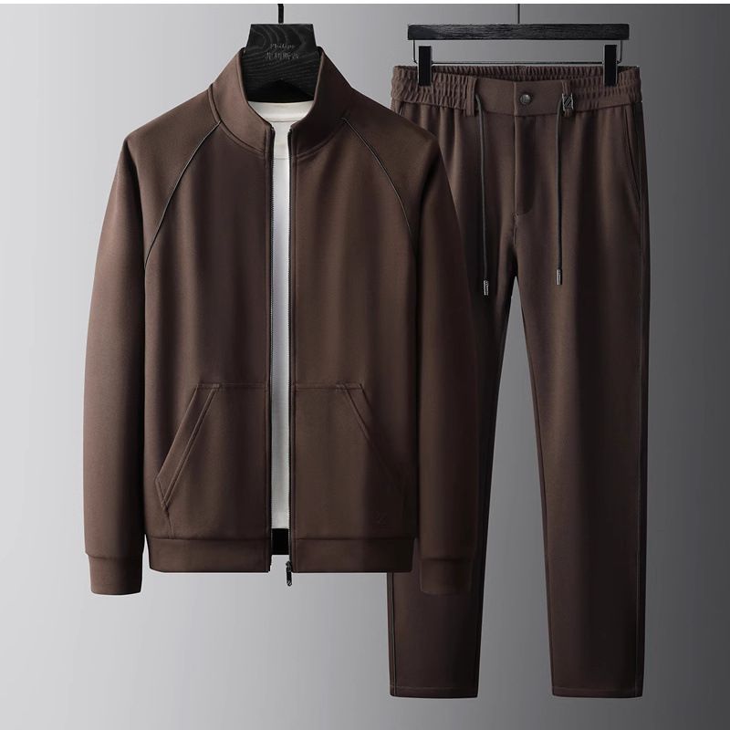 Ensemble deux pièces automne-hiver haut de gamme, veste élastique légère et luxueuse, style décontracté et sportif, manches longues, col montant_voghion.com