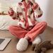 Cardigan Oolong Peach Comfortable Pajamas Women's Autumn And Winter Thickened Thermal Long-sleeved Trousers Two-piece Set_voghion.com