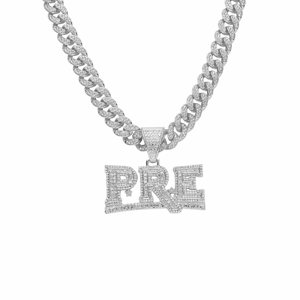 Gorąco sprzedający się naszyjnik z wisiorkiem PRE z diamentową literą i męskim punkowym łańcuszkiem kubańskim oraz spersonalizowanymi dodatkami_voghion.com