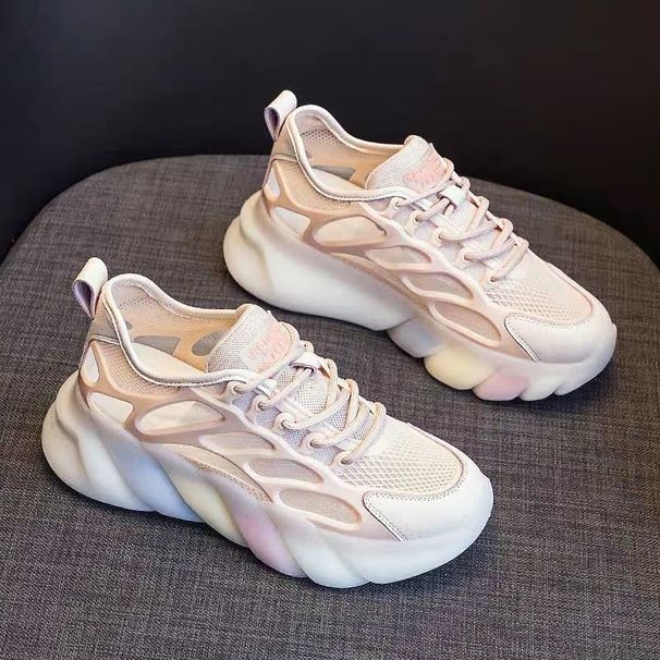 Scarpe da ginnastica casual con fondo spesso e rete arcobaleno estive da donna 2024, scarpe bianche versatili_voghion.com
