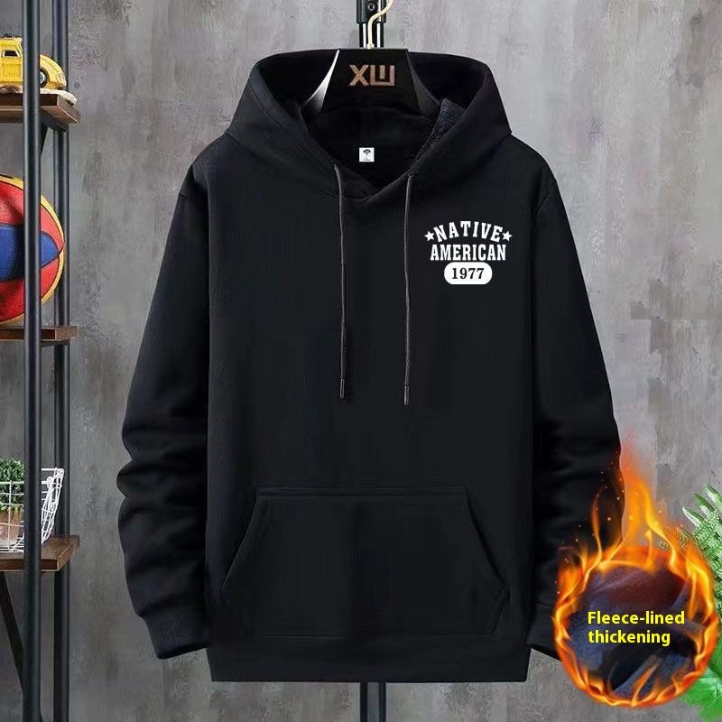 Sweatshirt men, 2023, autumn and winter, loose casual hoodie for teenagers, men's plus velvet top, trendy outerwear 12_voghion.com