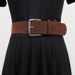 Minimalist High-End Row Basic Classic Square Suede Neutral Wide Deerskin Silver Buckle Versatile Women's Belt_voghion.com