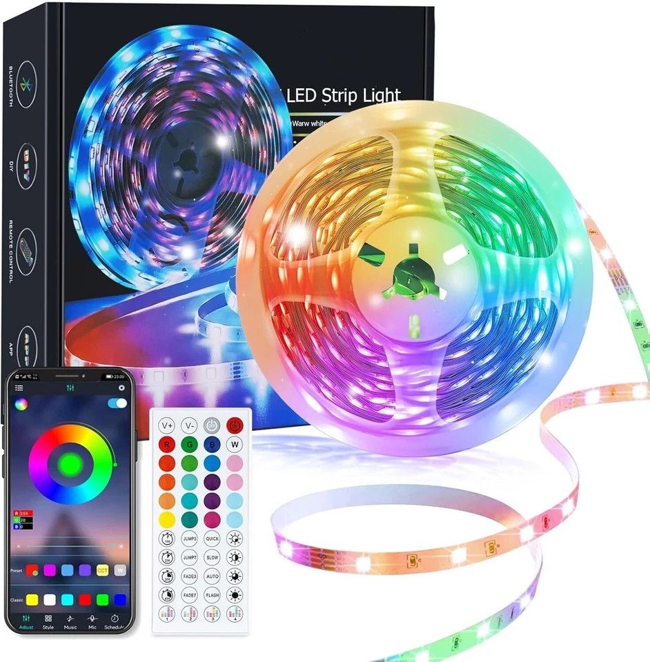 RGB-LED-Lichtstreifen mit Musiksynchronisation, Farbwechsel, Smart-App und Fernbedienung_voghion.com