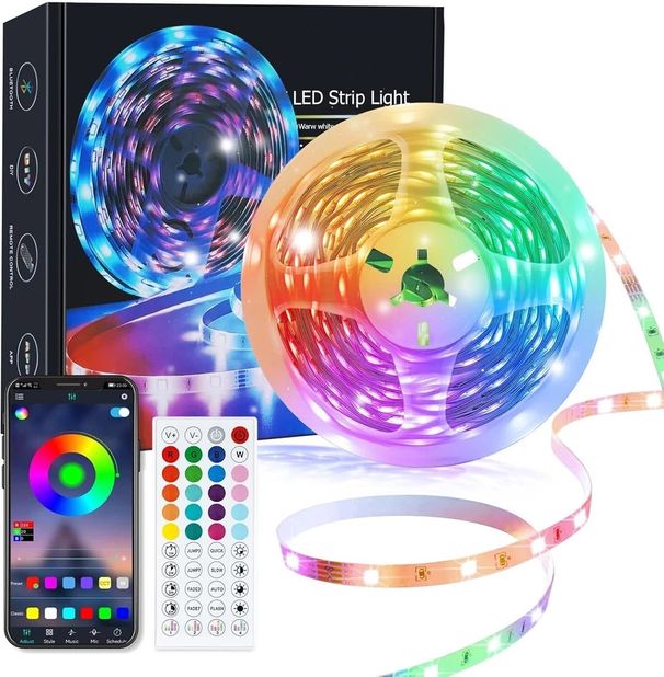 RGB-LED-Lichtstreifen mit Musiksynchronisation, Farbwechsel, Smart-App und Fernbedienung_voghion.com