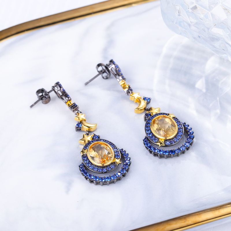 Designer New Medieval Style Earrings S925 Silver Natural Yellow Crystal Earrings High Quality Wholesale High Grade Earrings_voghion.com
