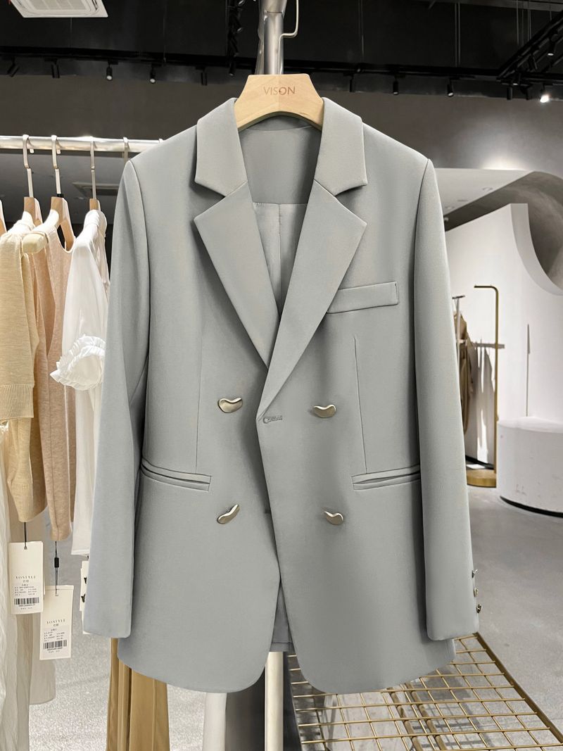 Manteau femme manches longues Blazers élégant couleur unie_voghion.com