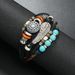 Multi-layer Beaded Cowhide Bohemian Style Women's Woven Alloy Feather Leather Bracelet Jewelry_voghion.com