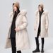 Damen-Winterparka mit abnehmbarer Kunstpelzkapuze, locker sitzender langer Trenchcoat, warme Daunenalternative für Übergrößen_voghion.com