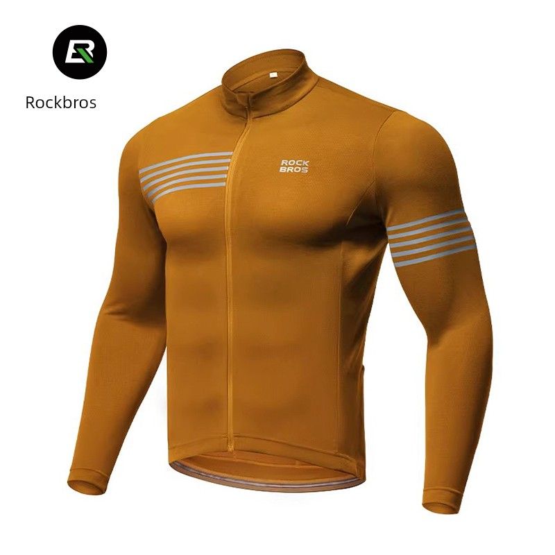 Rockbros Höst- och vintertröja med lång ärm, fleece, varm, herr, landsväg, mountainbike, cykling, toppar_voghion.com