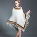 Fur collar shawl cape tassel knitted pullover fur cape woman_voghion.com