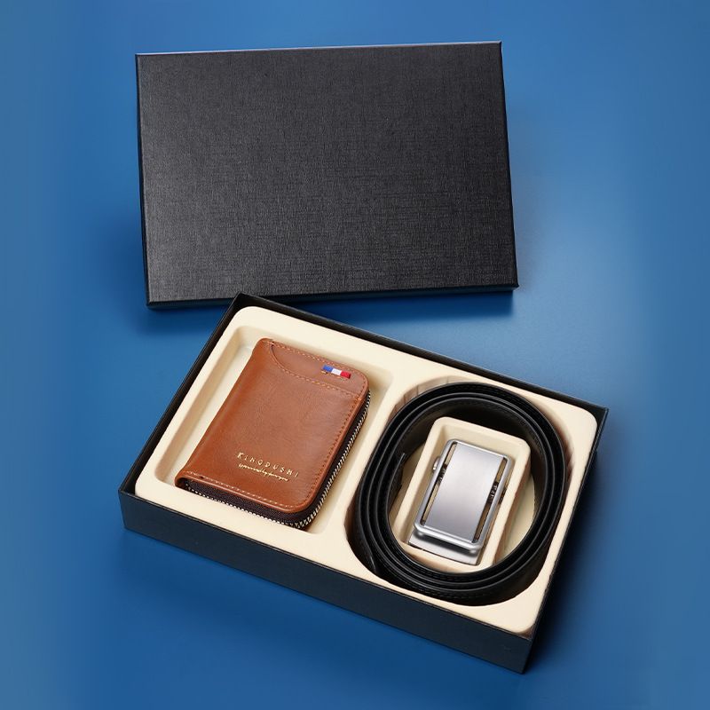 [Exclusive For Luxury] Men's Belt Wallet Gift Box Automatic Buckle Belt Wallet Set_voghion.com