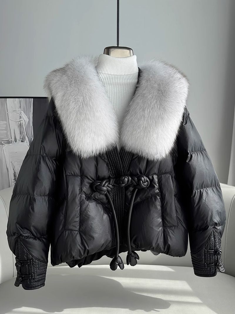 Roupas femininas Jaqueta de plumas Pinghu para mulheres, roupas femininas de alta qualidade, tendência nacional 2024 novo estilo, jaqueta elegante e solta_voghion.com