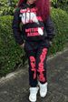 casual hooded sweatshirt suit SYSTEM letter printed sweatshirt and sweatpants suit large size_voghion.com