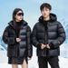 Giacca imbottita da esterno calda e lucida, con cappuccio corto in piuma d'oca, stile coppia, etichetta Black Gold, all'ingrosso_voghion.com